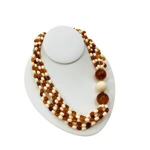 vintage orange brown bobble necklace